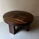 round coffee table in solid elm wood, Maison Regain 1980