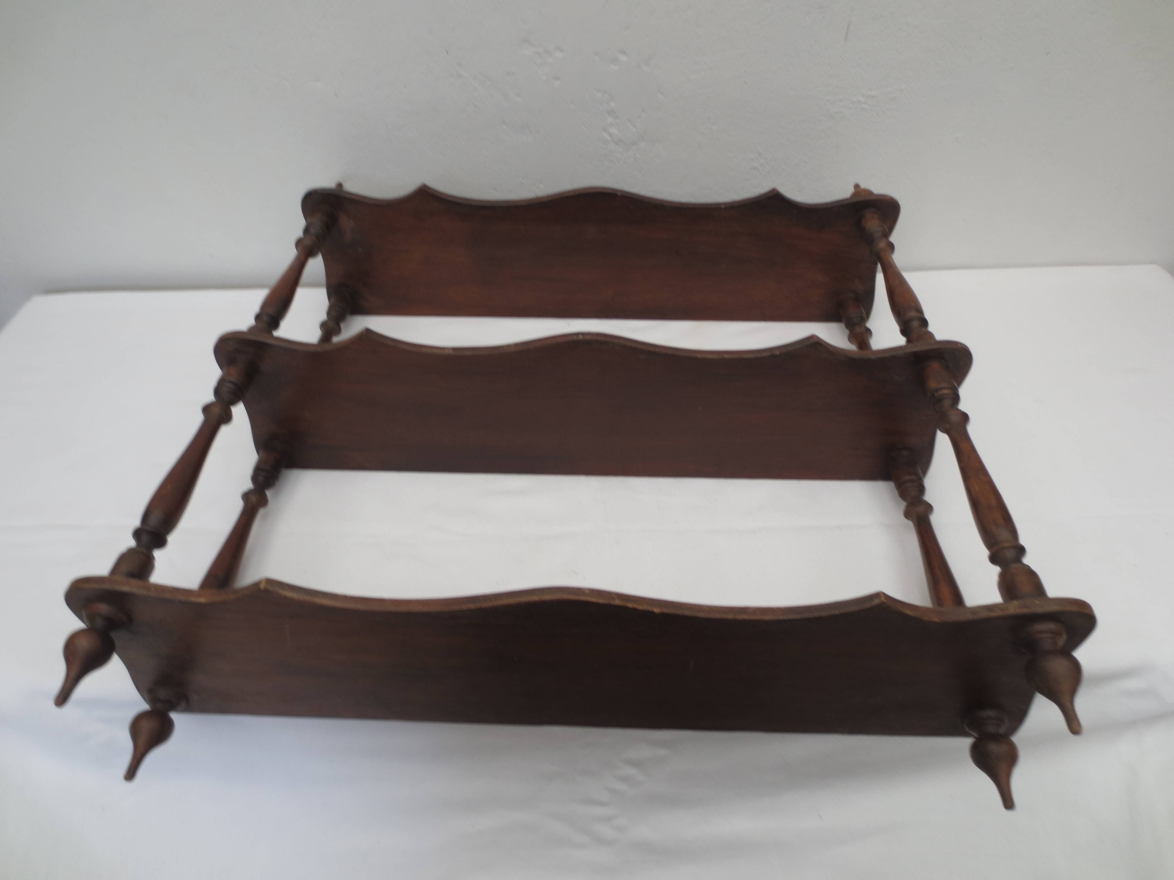 Old turned wood shelf, walnut color