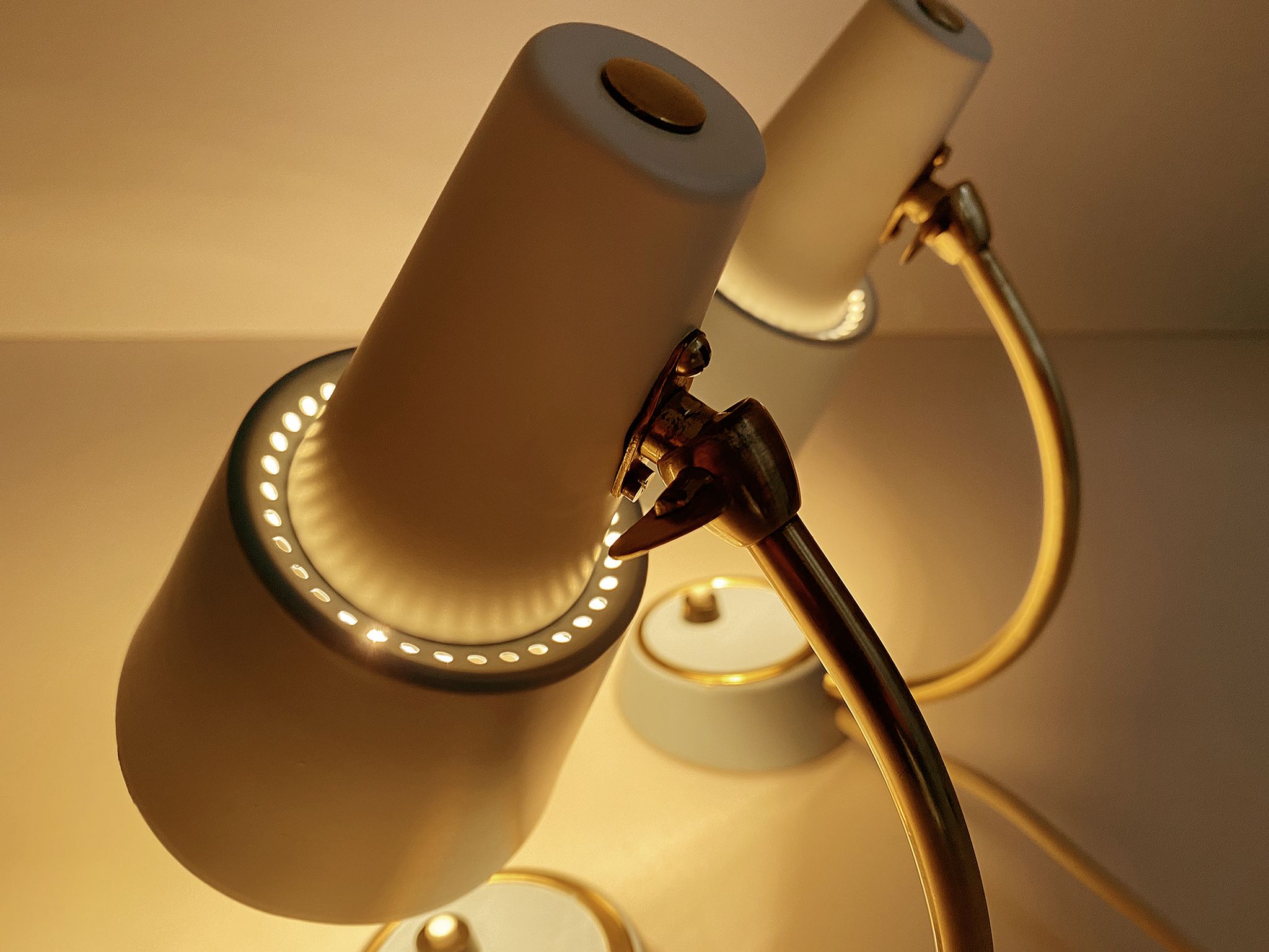 Pair of vintage table or bedside lamps, brass, 50s 60s