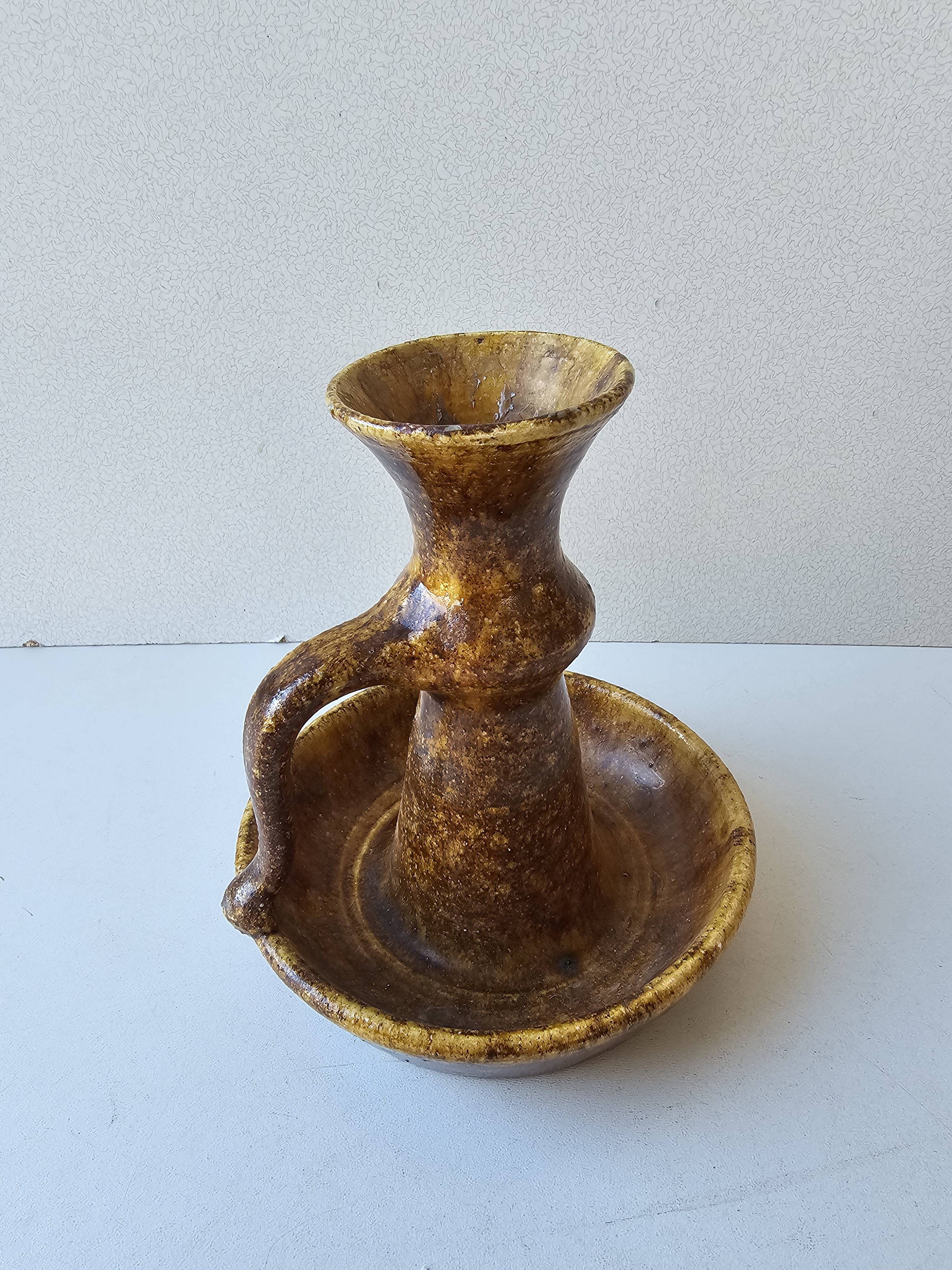 Vintage ceramic candlestick signed Accolay