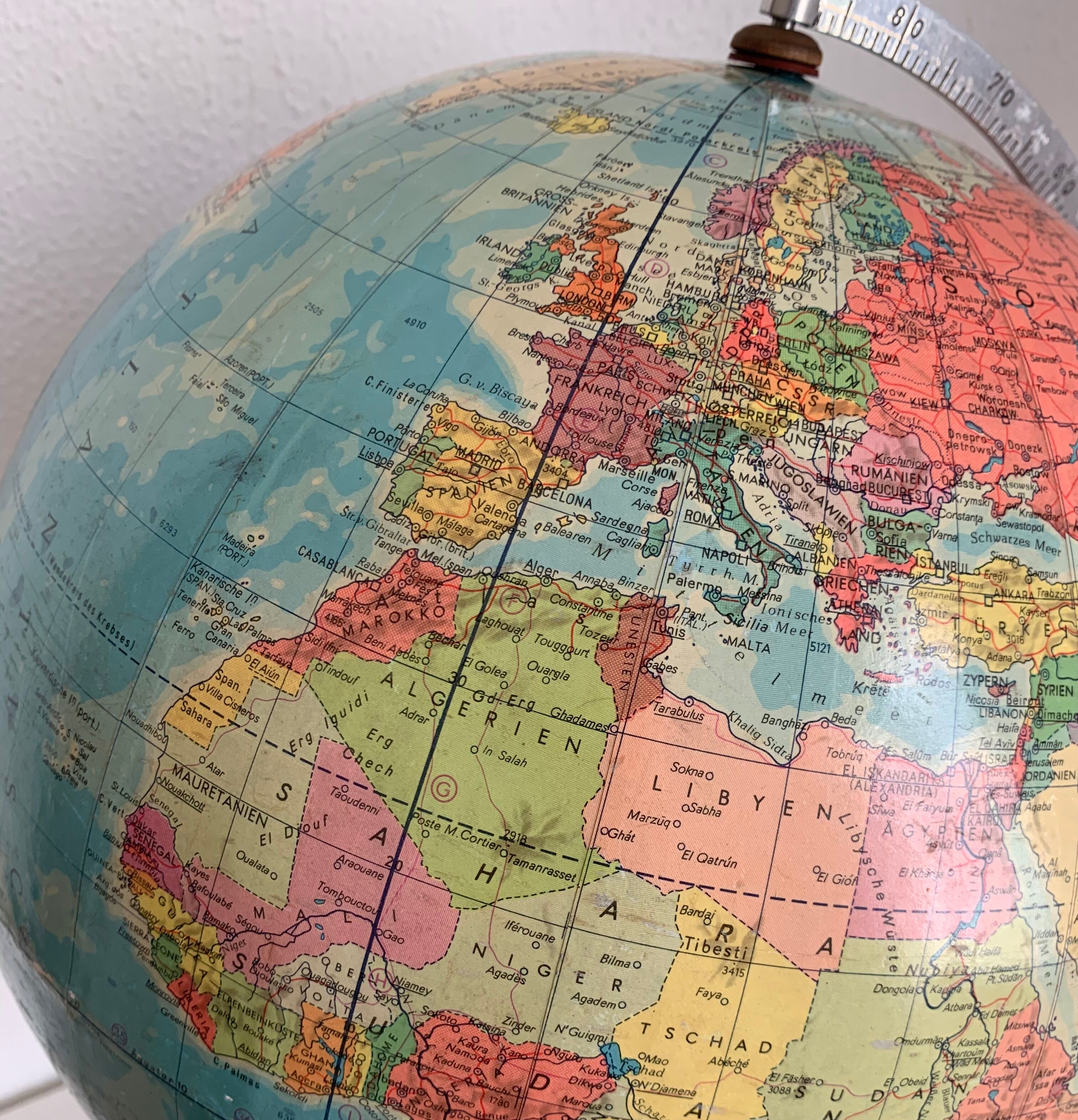 Vintage globe 1973 terrestrial Räth ex-GDR - 48 cm