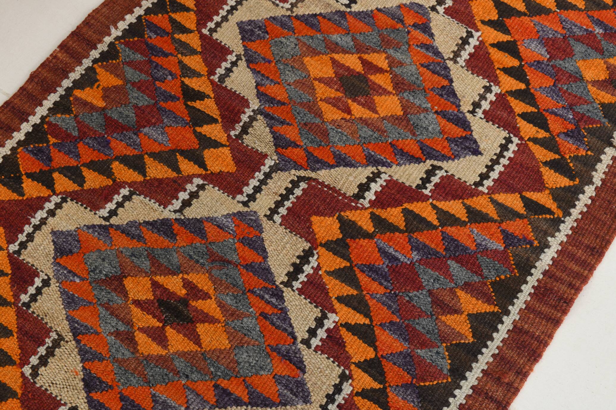 Colorful Multicolor Tribal Kilim Runner Rug, 82x295Cm