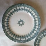 6 old dessert plates, iron earth, green décor