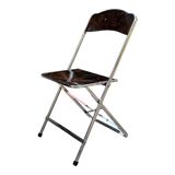 6 chaises pliantes en Plexiglas fumé et métal chrome Chaisor 1970