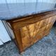 Louis-Philippe commode in burr walnut, Saint-Anne grey marble, mid-century