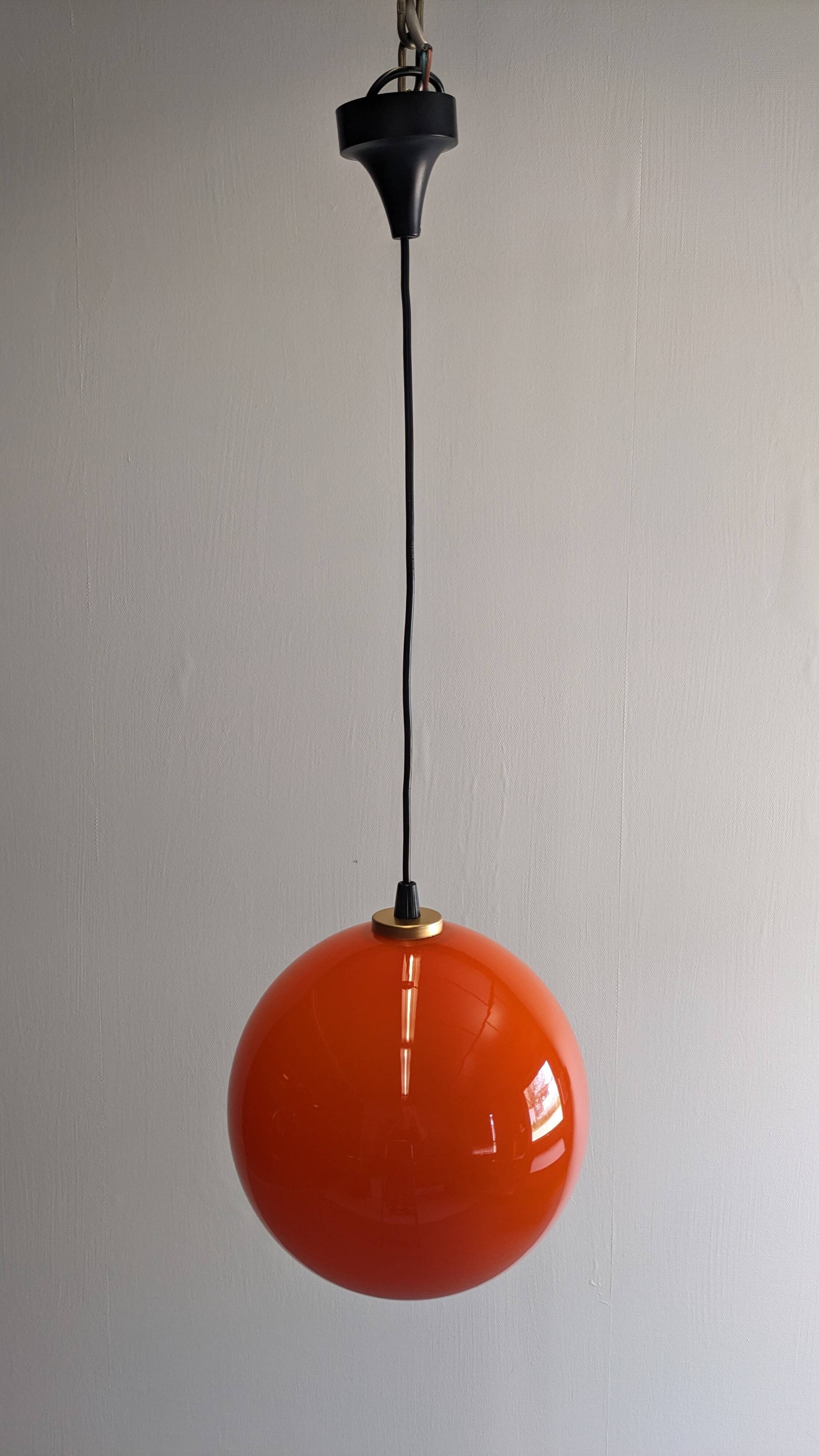 Orange opaline ball pendant from the 60s/70s