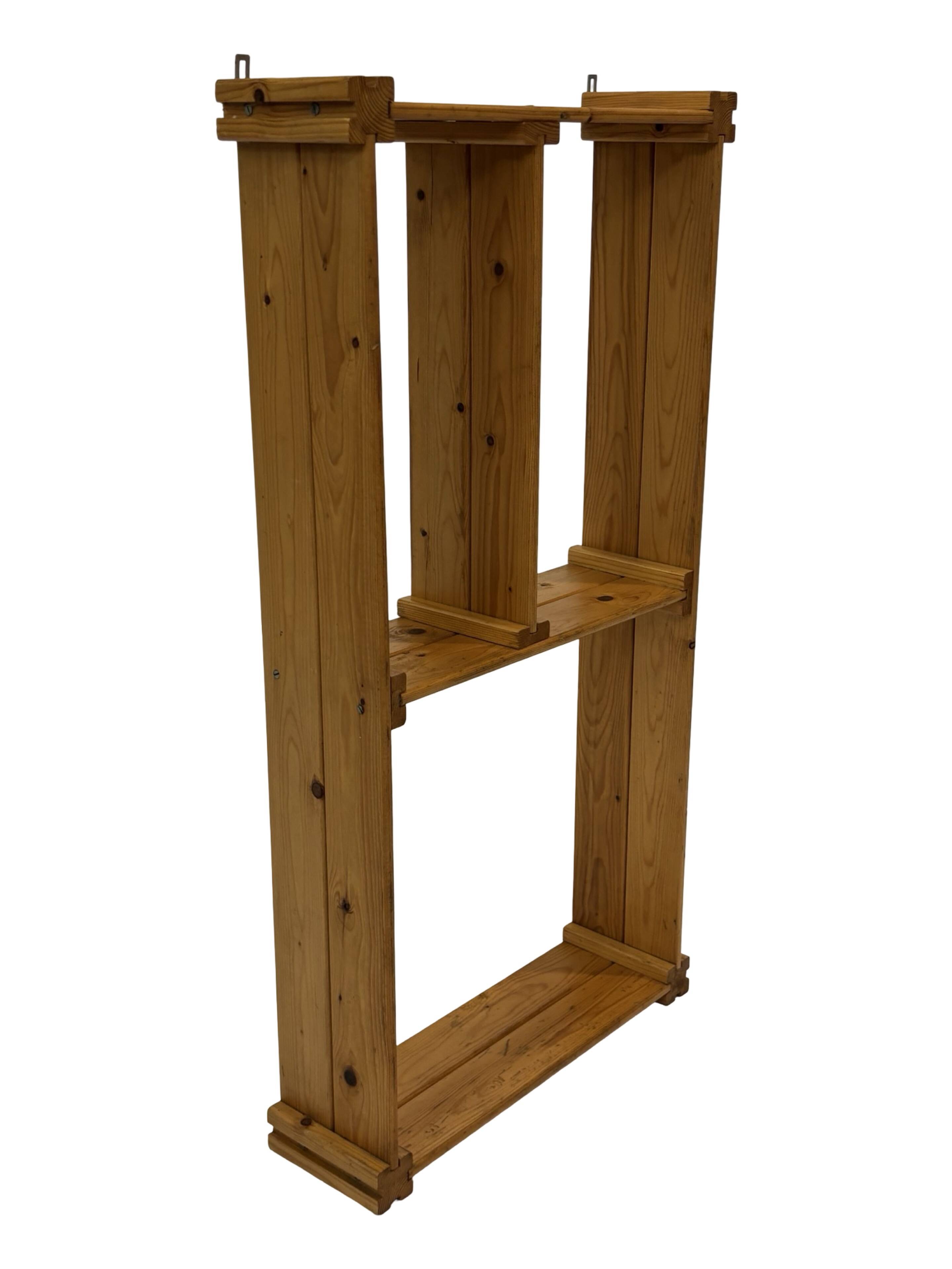 Vintage Wall shelf rack Pinewood wood 70s design