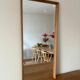 Vintage Danish oak mirror with bevelled edges.