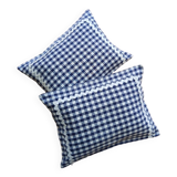 Set of 2 vintage cushions, blue gingham
