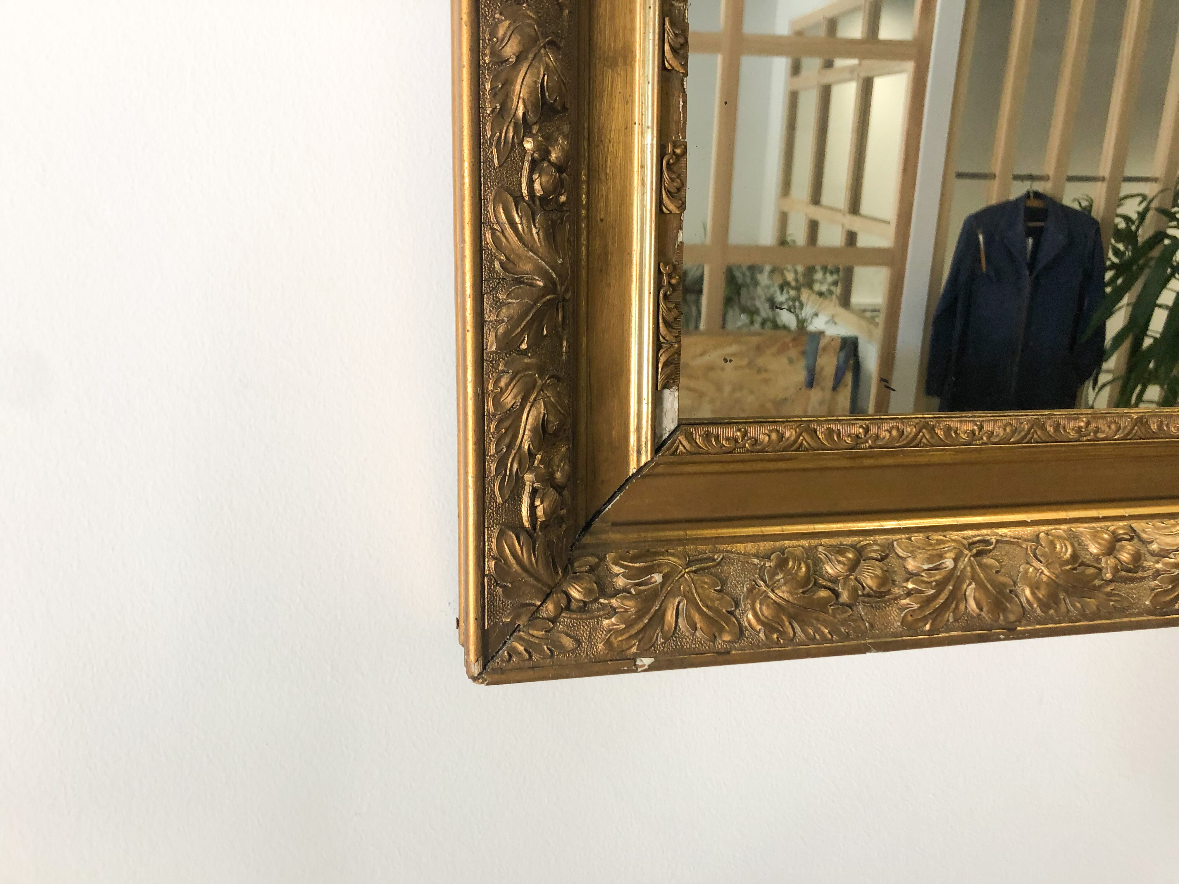 Old mirror wood and stucco 55cm X 73 cm