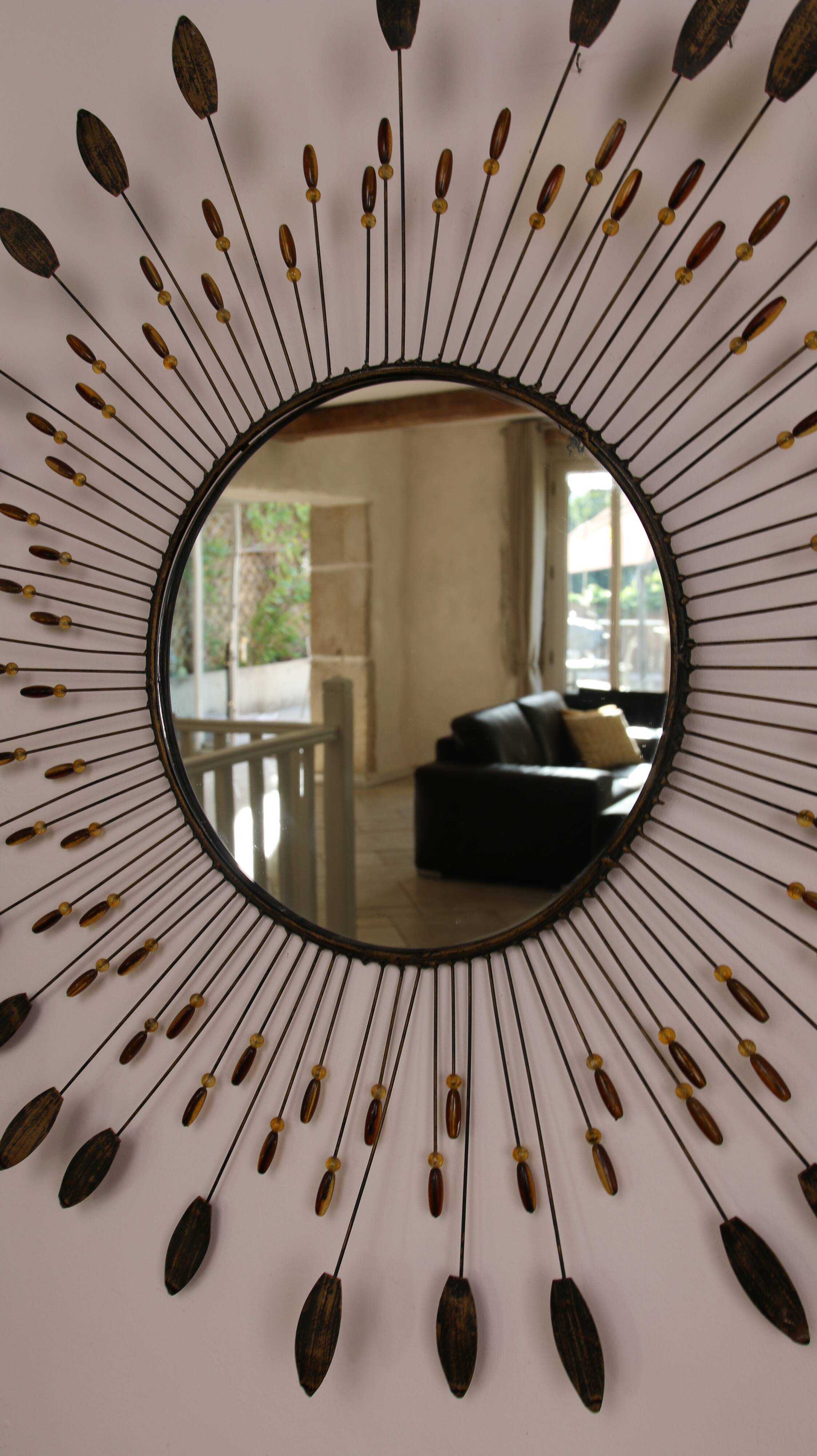 Vintage metal sun mirror, 1970s-1980s