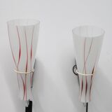 1970s Pair of Glass Wall Lamps , Czechoslovakia