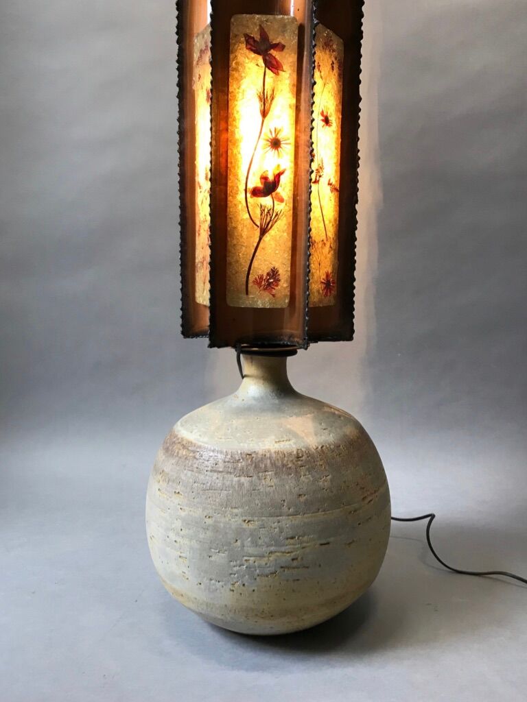 Lampadaire ceramique resine cuivre