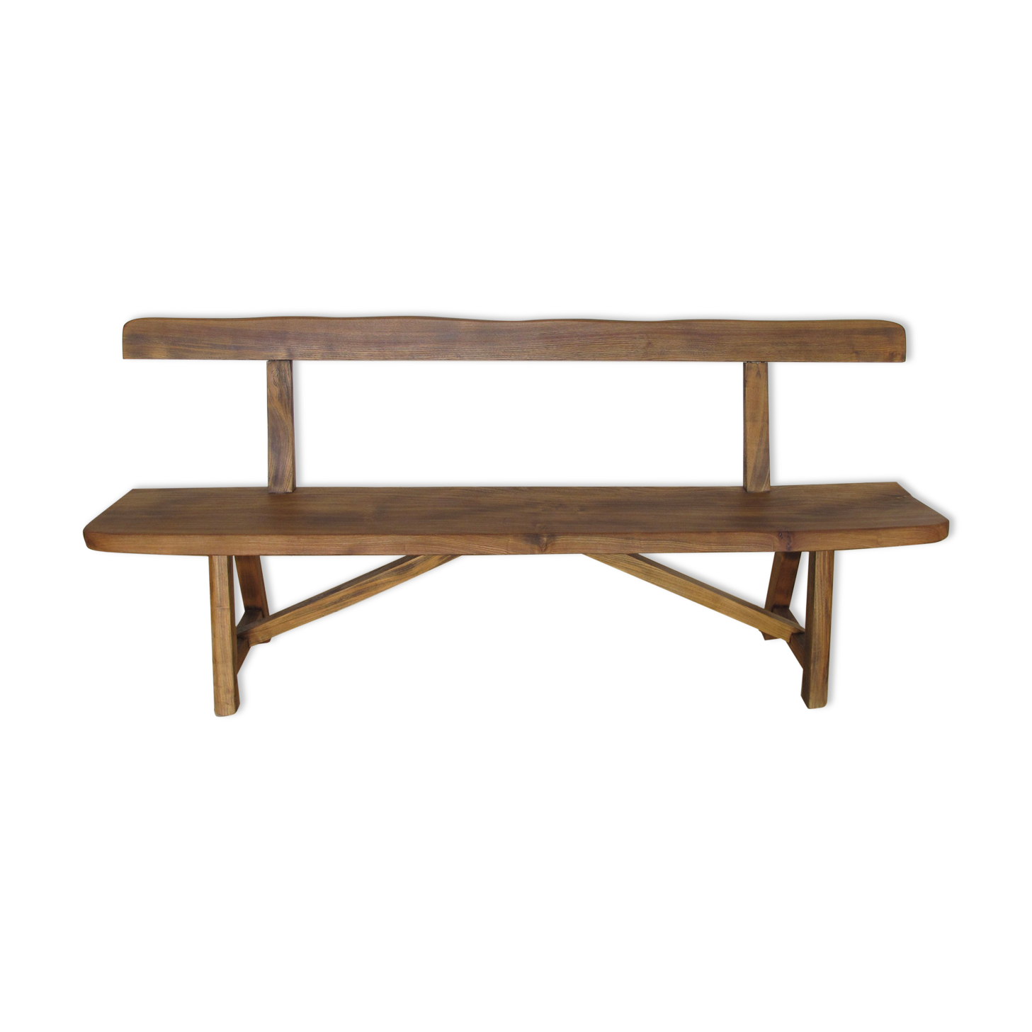 Oiled solid elm backrest bench
