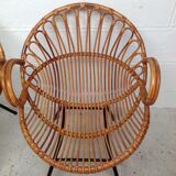 Paire de fauteuils en rotin vintage
