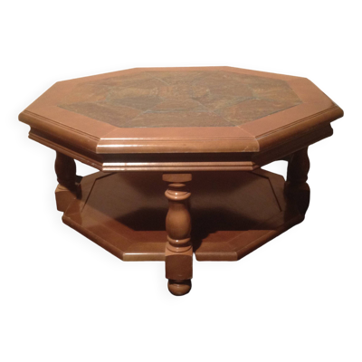 Table basse octogonale en pierre de lave