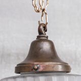 French brass and glass antique pendant light