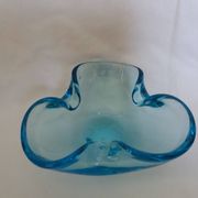 Murano turquoise blue glass trilobed empty pocket ashtray
