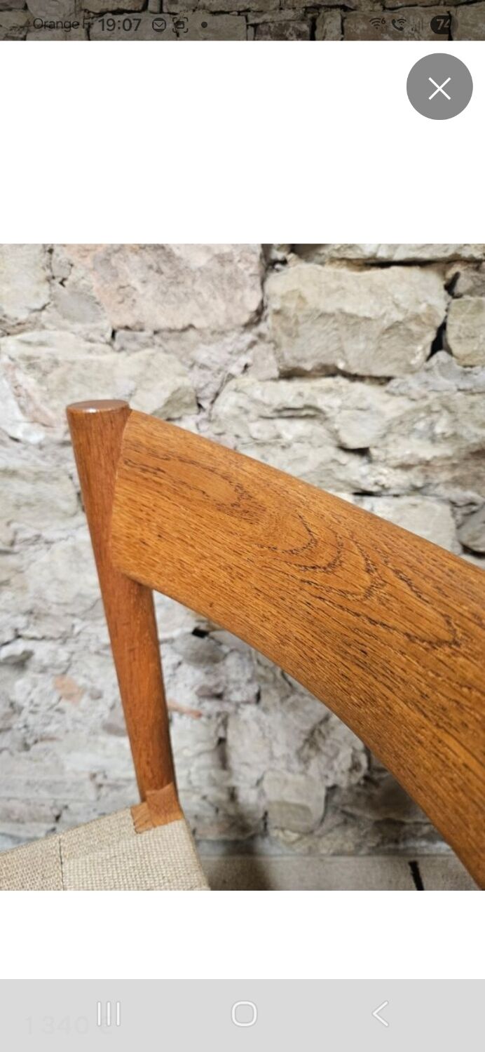 6 chaises Scandinave 1960' sangles tressées