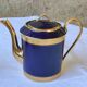 Limoges porcelain coffee service - Egle - Oven blue and gold -