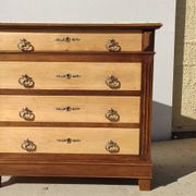 Old chest of drawers with white marble.