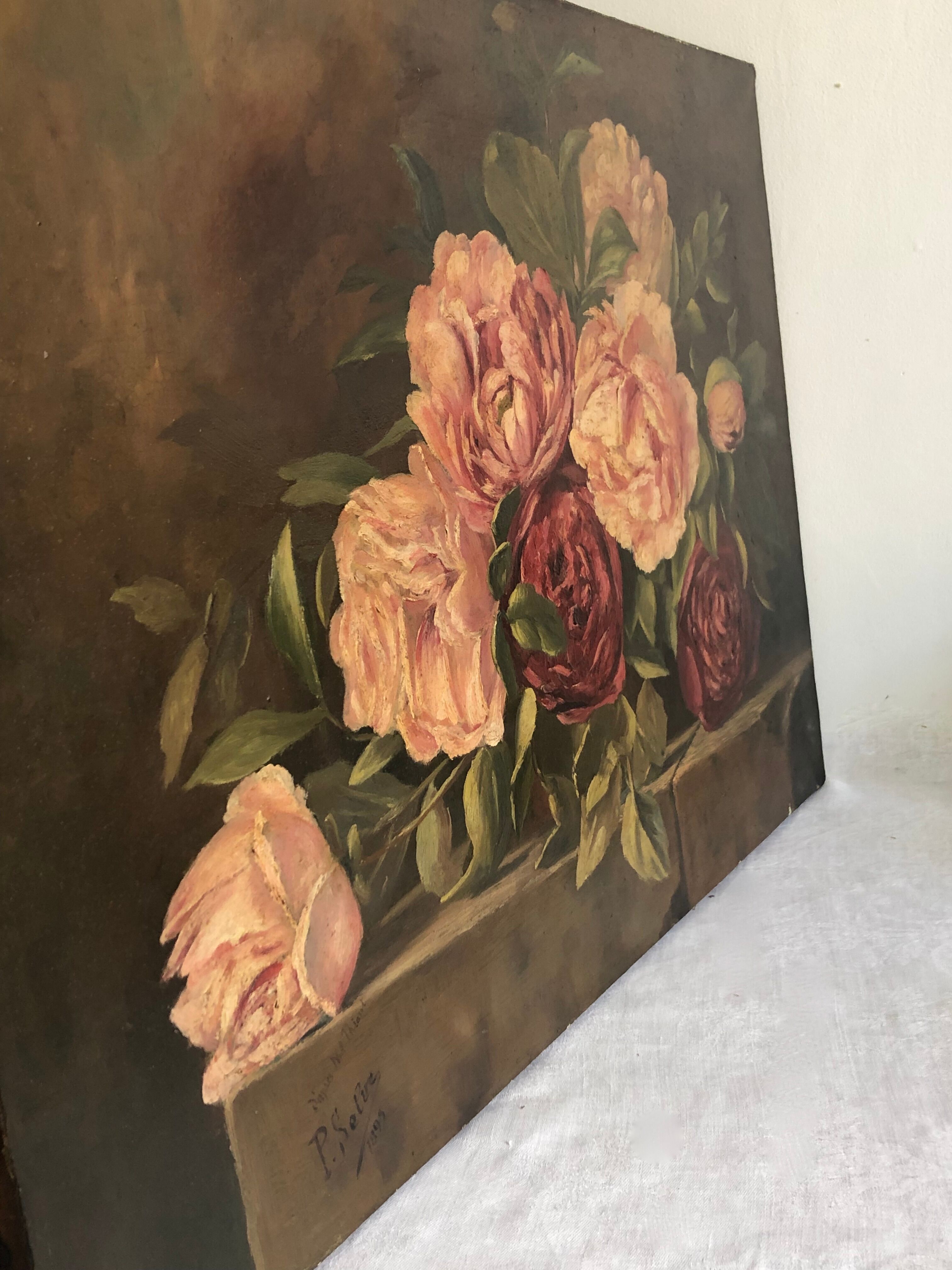 Bouquet of peonies - French school of the xiX century - P.SELVE
