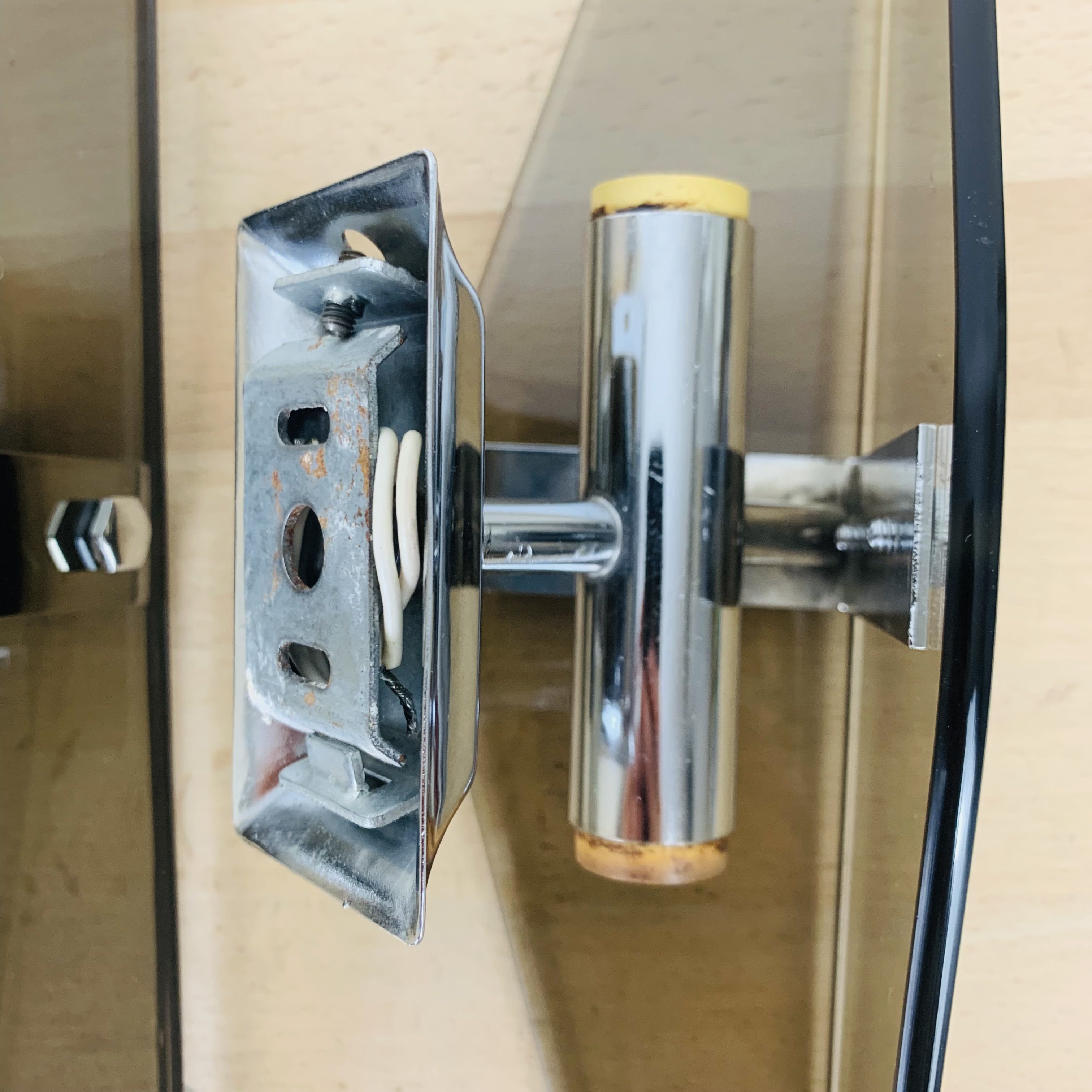 Pair of sconces smoked glass and chrome 70s