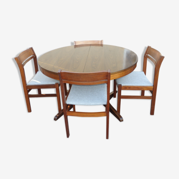 Ensemble table et 5 chaises  teck scandinave vintage en orme