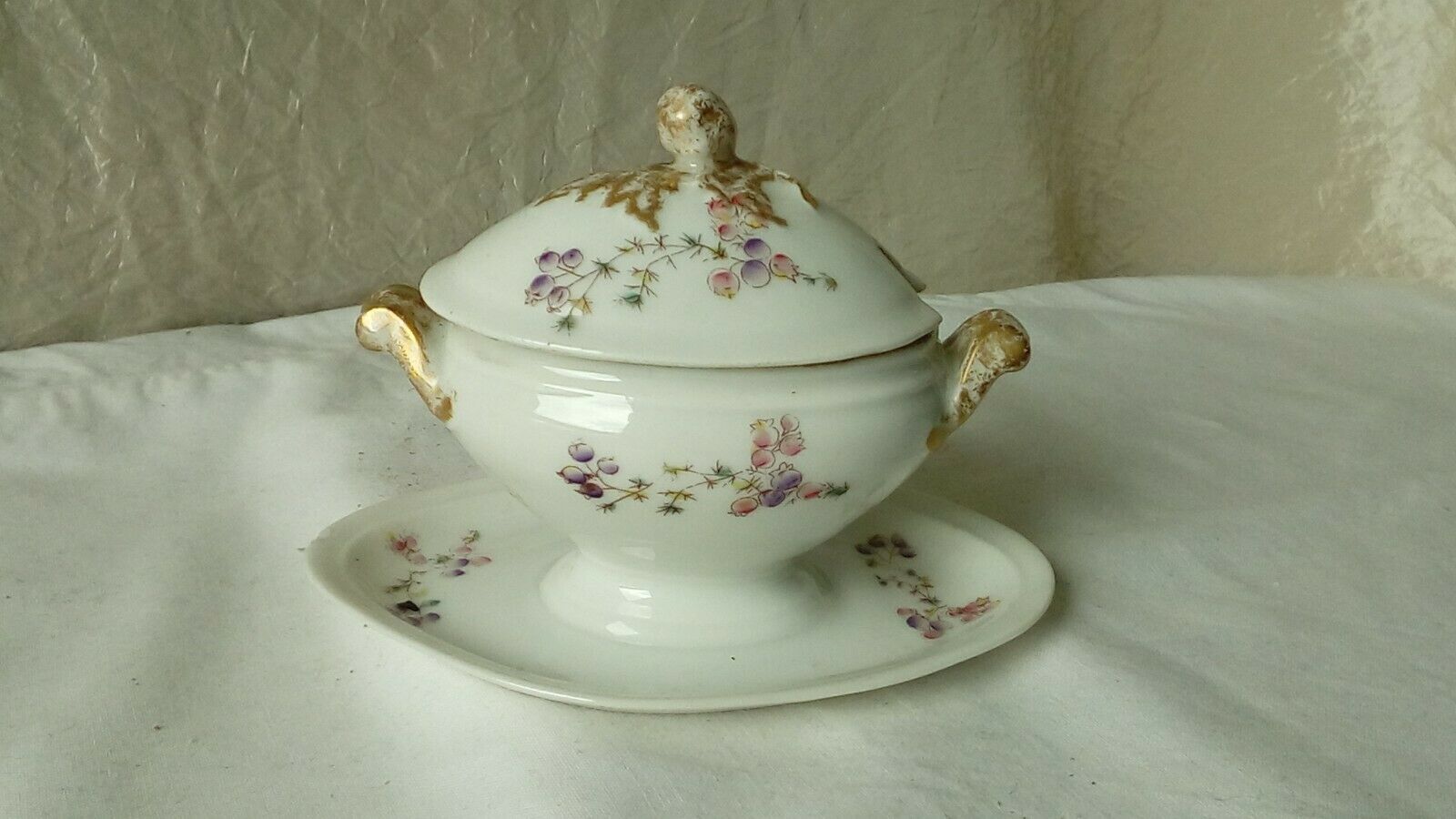 Mustard tree on porcelain frame paris limoges floral decoration