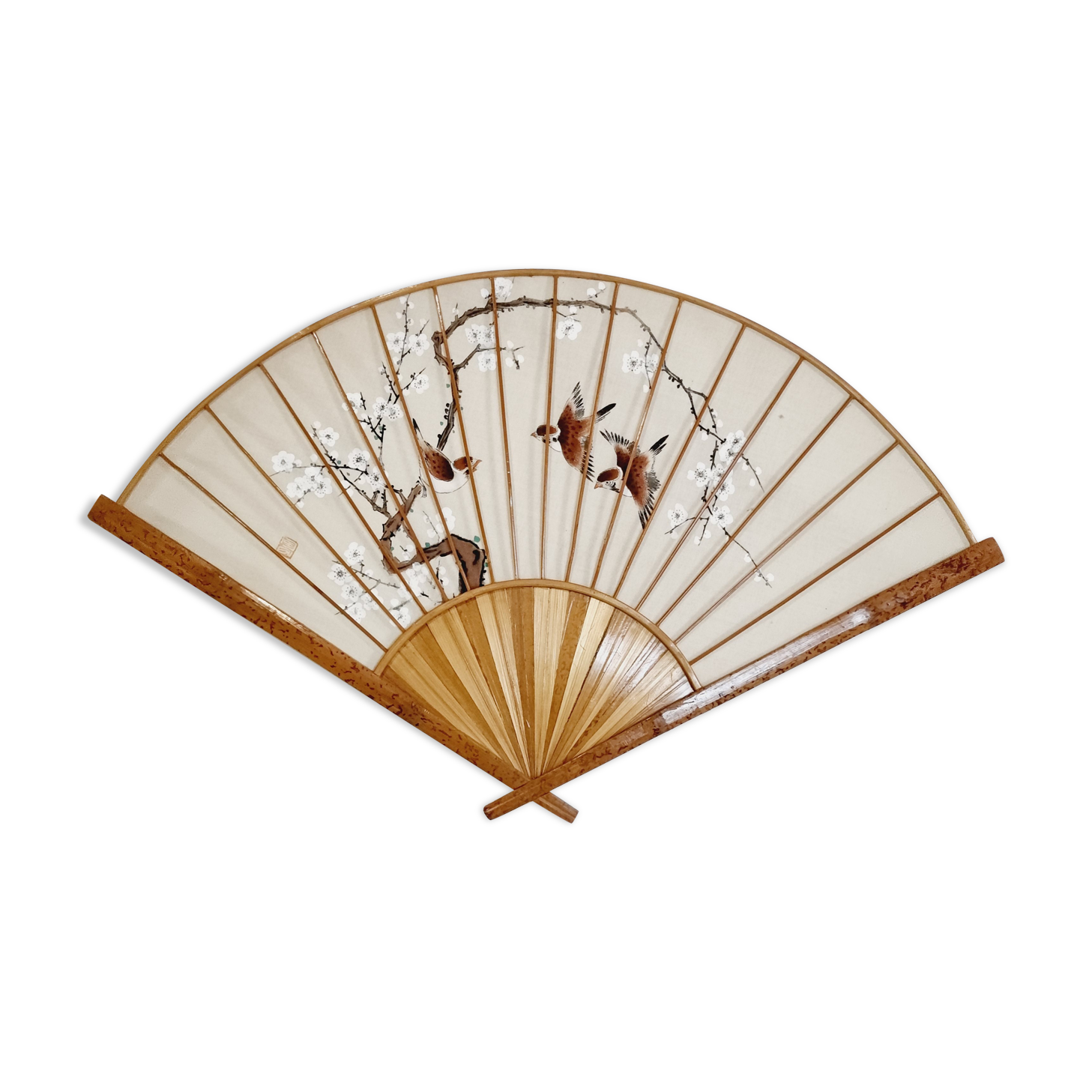 Fan hand painted fabric and bamboo