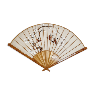 Fan hand painted fabric and bamboo