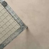 Minimalist 1960s wire glass coffee table in stainless steel.