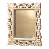 20th century wall mirror with beveled edges and wooden frame