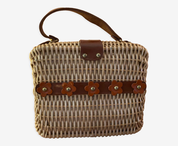 Woven wicker suitcase