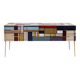 Murano Coloured Glass and Brass Sideboard Composed of 6 Drawers