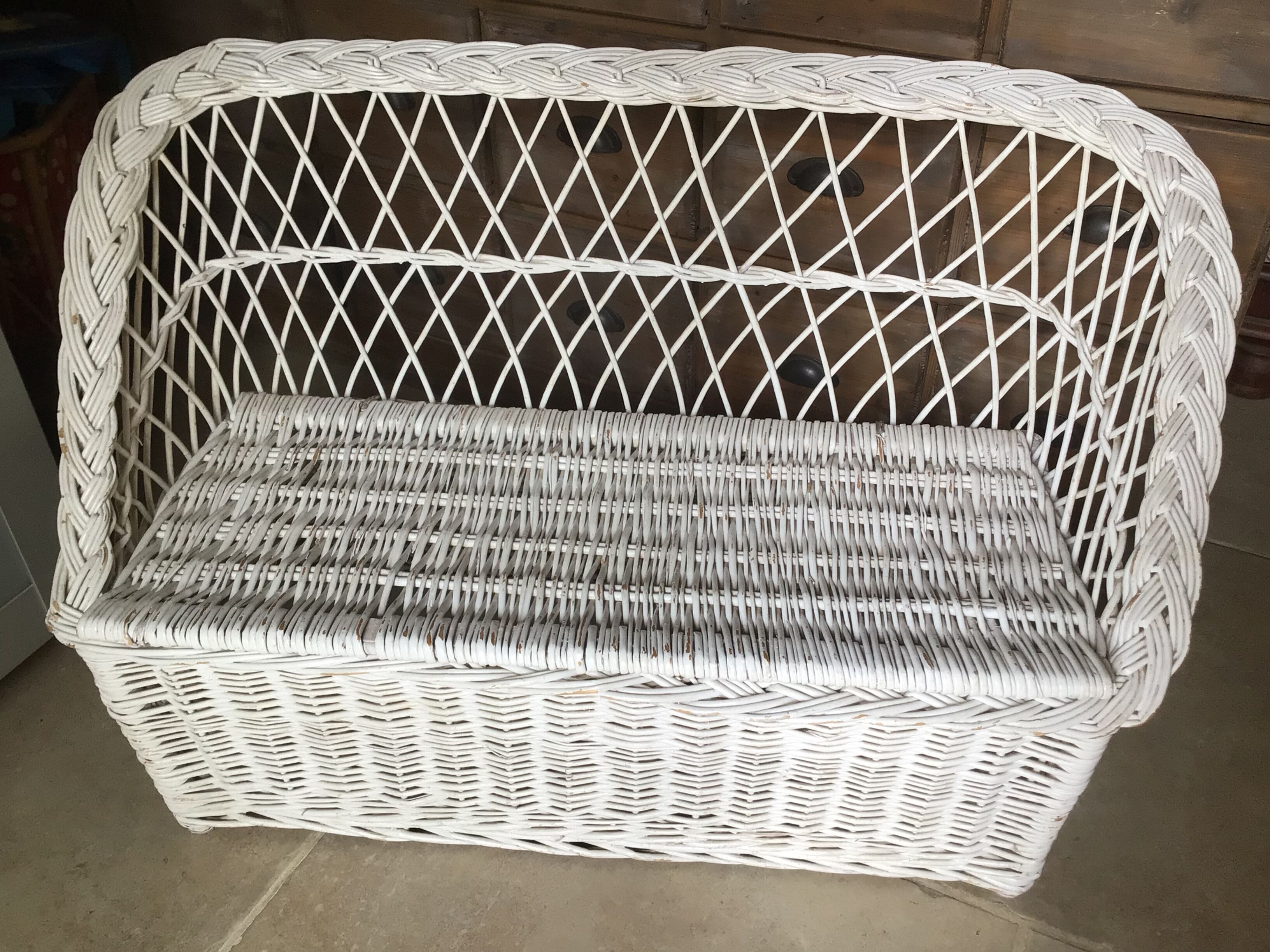 Vintage wicker chest bench