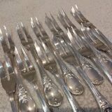 12 silver-plated cake forks with 2 prongs by Christofle Trianon LXVI