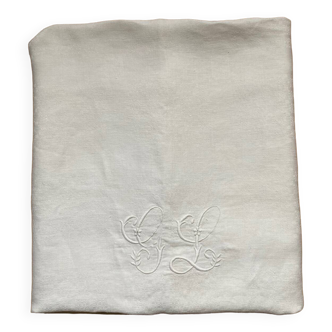 Nappe blanche monogramme brodé