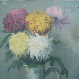 Still life with bouquet of flowers oil on canvas signed