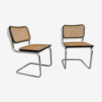 Pair Chairs Cesca B32 Marcel Breuer Cidue 70s