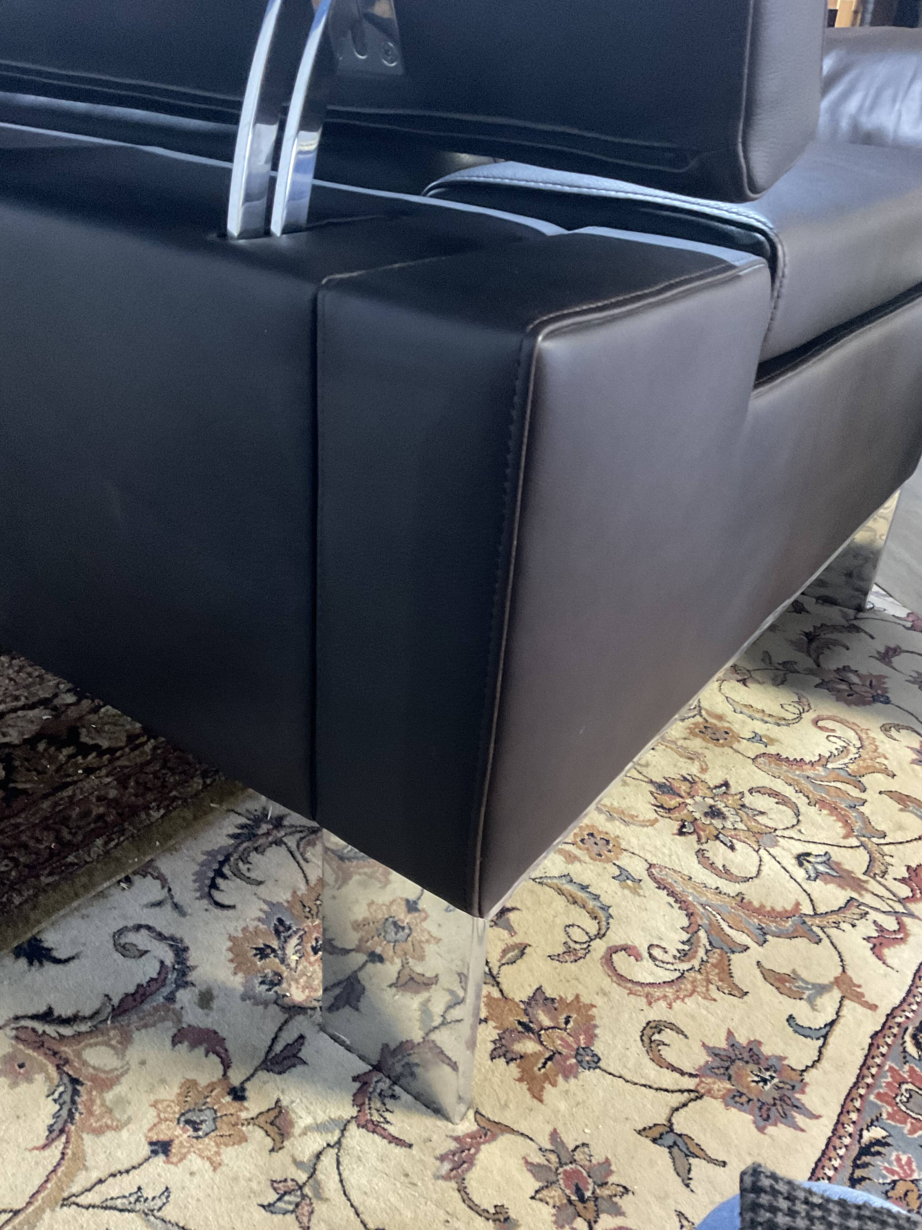 Jori designer sofa in brown leather 3 seats