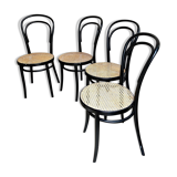 Set of 4 bistro chairs in black arched beech and canning
