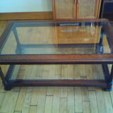Table basse en bois massif et verre épais