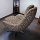 Set of 2 vintage high-back swivel armchairs with abstract upholstery