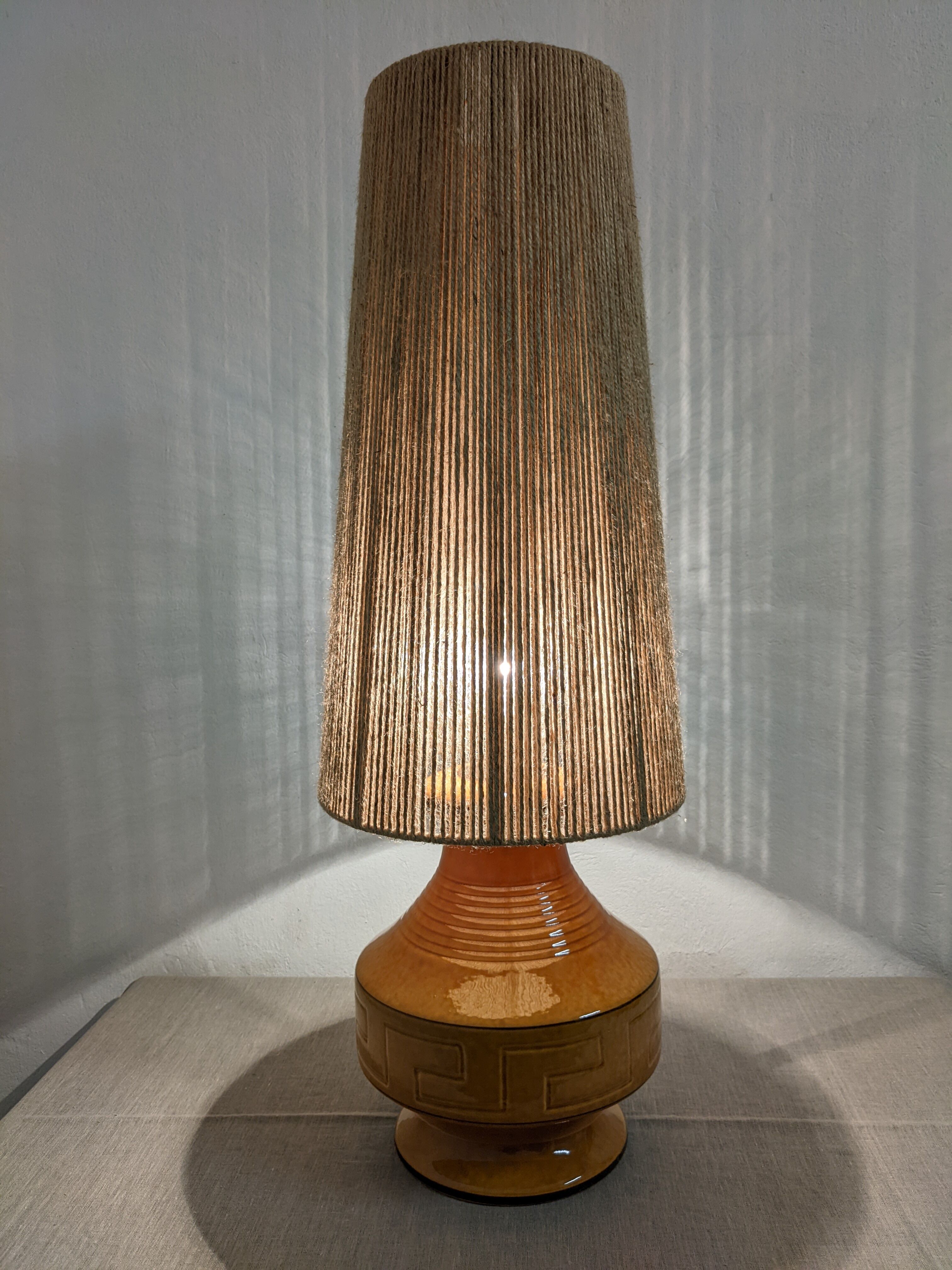 Vintage ceramic lamp and jute rope