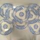 Set of 8 Sarguemines Jardinières plates - Blue and White Pansies