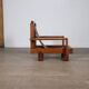 Midcentury Modern Brutalist Lounge Chair In Oak And Leather, Italy 1970s