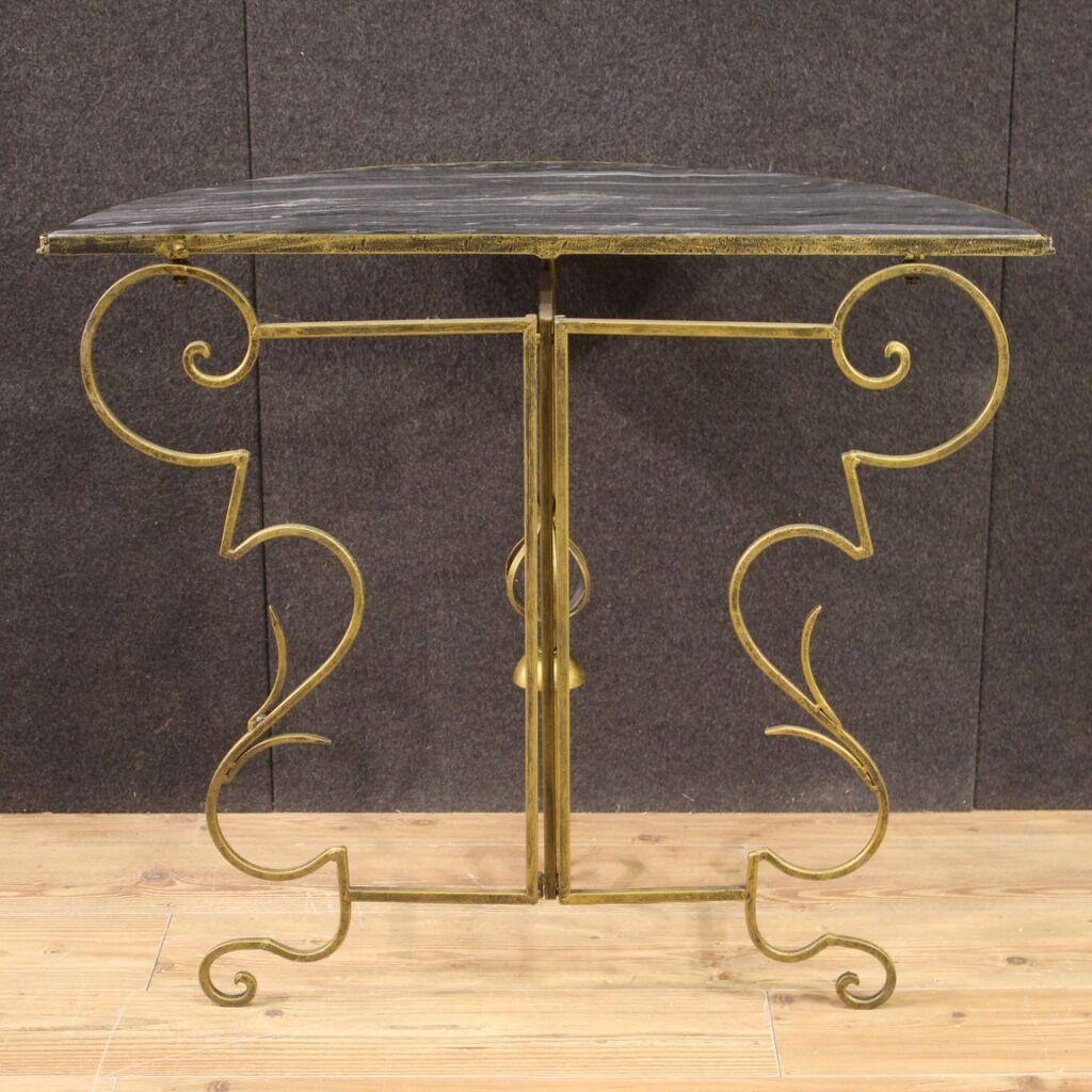 Console French half-moon of metal and marble