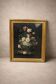 Vintage still life tableau on metal plate – golden frame helca, manufactured