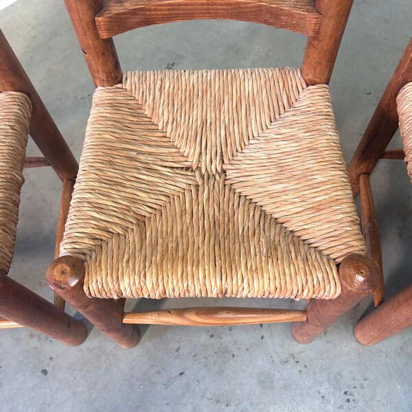 Vintage wicker farmer dining chairs, 1960s